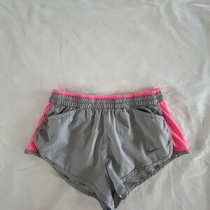 Nike Women's Gray and Pink Running Shorts